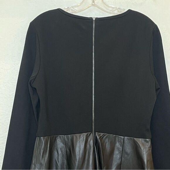 Trina Turk NWT! Sutherland Ponte Leather Long Sleeve Mini Dress in Black size 12 - Picture 5 of 16